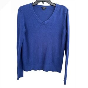 Ann Taylor Factory V-Neck‎ Sweater Royal Blue Knit Pullover Women's